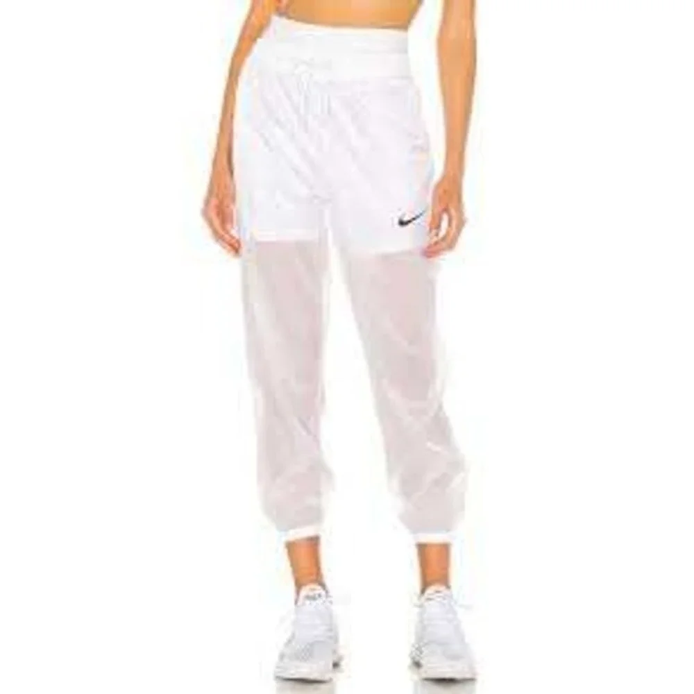 Nike indio Woven Tech Mesh Pant Women SZ M White Parachute Jogger Activewear Gym